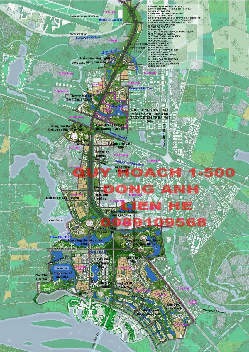 Bản đồ quy hoạch trục Nhật Tân - Nội Bài tỉ lệ 1-500, huyện Đông Anh, thành phố Hà Nội