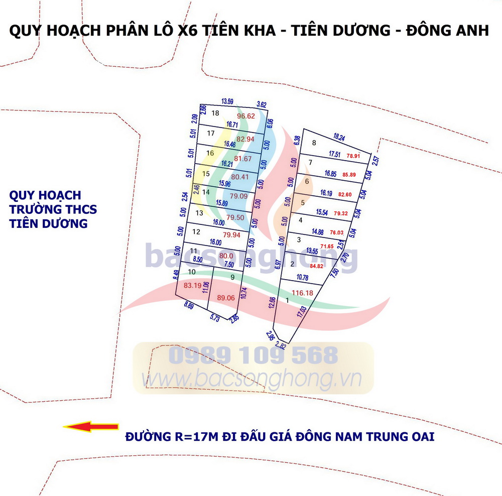 Mặt bằng đất đấu giá X6 Tiên Kha - Tiên Dương - Đông Anh